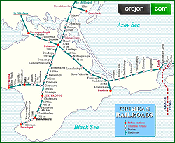 Карта железных дорог Крыма.