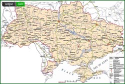 Карта дорог Украины(на английском).