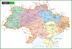 Карта железных дорог Украины.